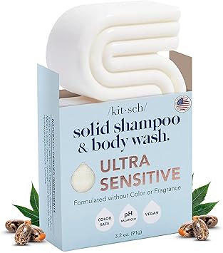 Kitsch 2in1 Shampoo Body Wash Bar Ultra Sensitive Bar Shampoo and Body Bar Soap for Radiant Hair Skin Fragrance Free Solid Shampoo Bar for Hair Natural Body Soap Zero Waste 32oz - Image 1