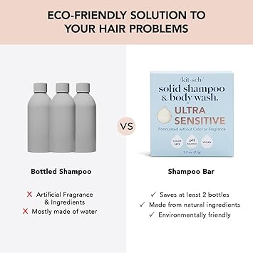 Kitsch 2in1 Shampoo Body Wash Bar Ultra Sensitive Bar Shampoo and Body Bar Soap for Radiant Hair Skin Fragrance Free Solid Shampoo Bar for Hair Natural Body Soap Zero Waste 32oz - Image 5