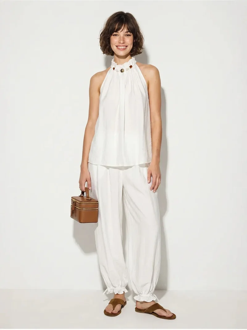 Bianco Lucci LUCCI Halter Blouse And High-Waist Pants Set