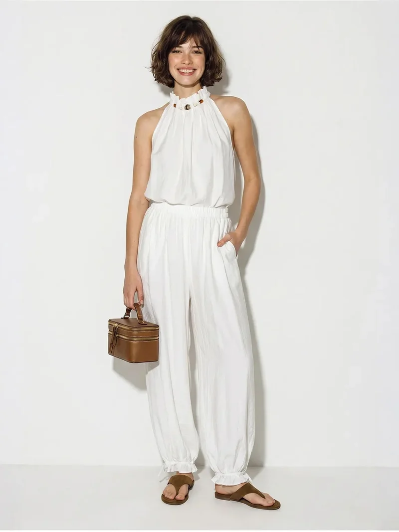 Bianco Lucci LUCCI Halter Blouse And High-Waist Pants Set