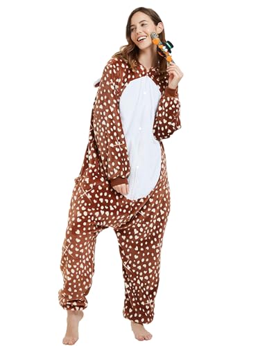 CASABACO Women Deer Costume Adult Reindeer Onesie Onepiece Pajama, Dot, M - Image 2