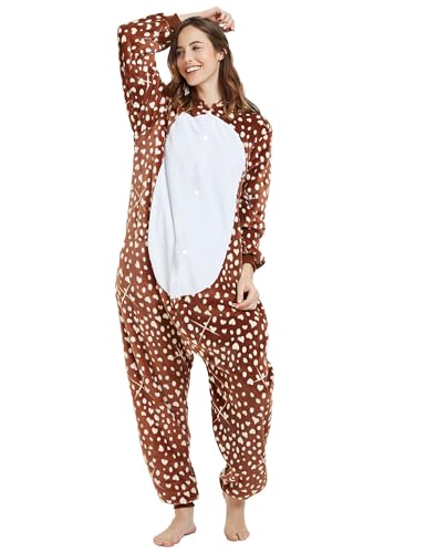 CASABACO Women Deer Costume Adult Reindeer Onesie Onepiece Pajama, Dot, M - Image 3