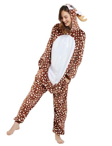 CASABACO Women Deer Costume Adult Reindeer Onesie Onepiece Pajama, Dot, M - Image 5