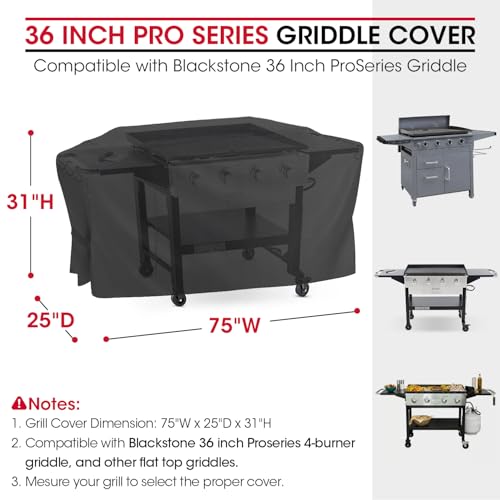 Unicook Griddle Cover for Blackstone 36 Inch ProSeries, Flat Top BBQ Grill Cover 75 Inch for Outdoor 4 Burner Cooking Station, Unique Waterproof Vinyl with Polyester Lining - Image 2