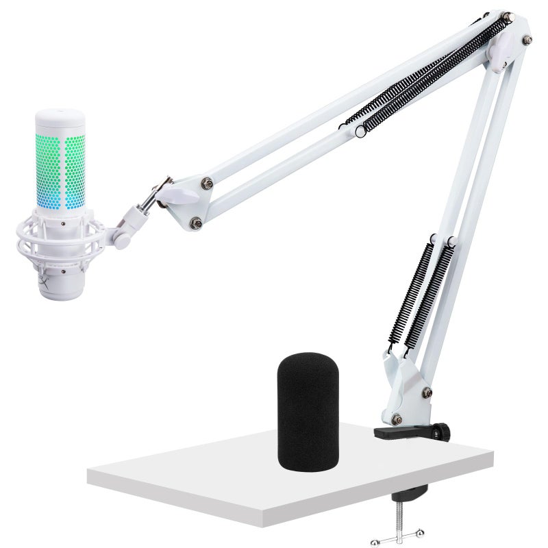 WIBOND For HyperX Quadcast S Boom Arm Upgraded Mic Arm with Reduce Wind Noises Mic Foam Cover White Boom Arm for Hyperx Quadcast 38 to 58 Adapter Compatible with Other Models - Image 2