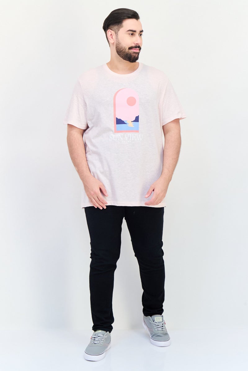 Celio Men Crew Neck Short Sleeve Graphic Print T-Shirt, Pink - Image 4