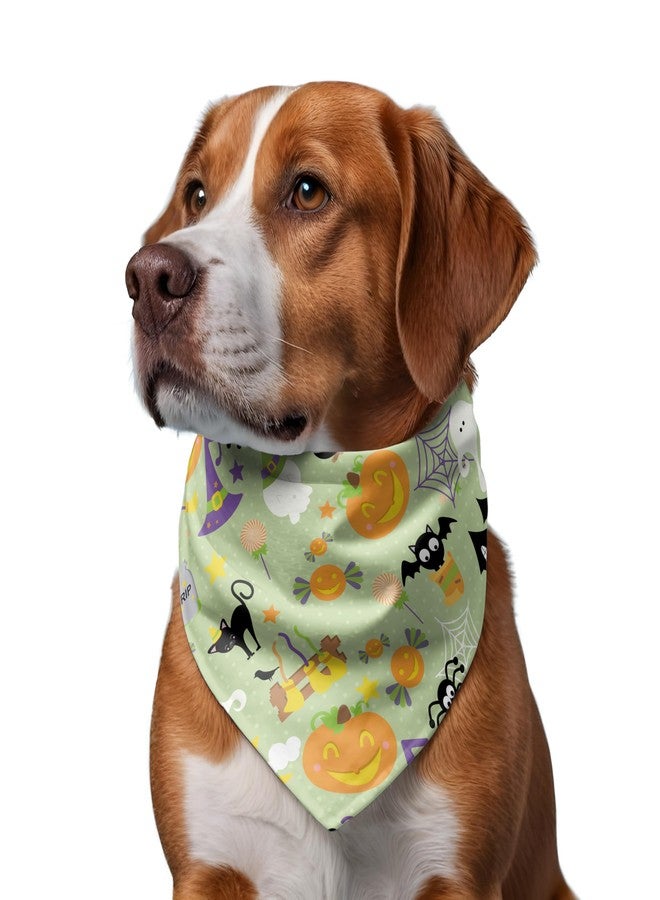 W Brings Halloween Dog Bandana - Triangle Scarf for Pets | Adjustable Knot Tie Around Neck Bandana for Dogs - Festive Halloween Print (One Size Fits Most) Made in India. (Medium - Large, Light Green) - Image 2