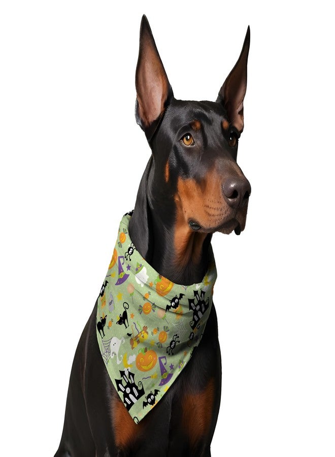 W Brings Halloween Dog Bandana - Triangle Scarf for Pets | Adjustable Knot Tie Around Neck Bandana for Dogs - Festive Halloween Print (One Size Fits Most) Made in India. (Medium - Large, Light Green) - Image 4