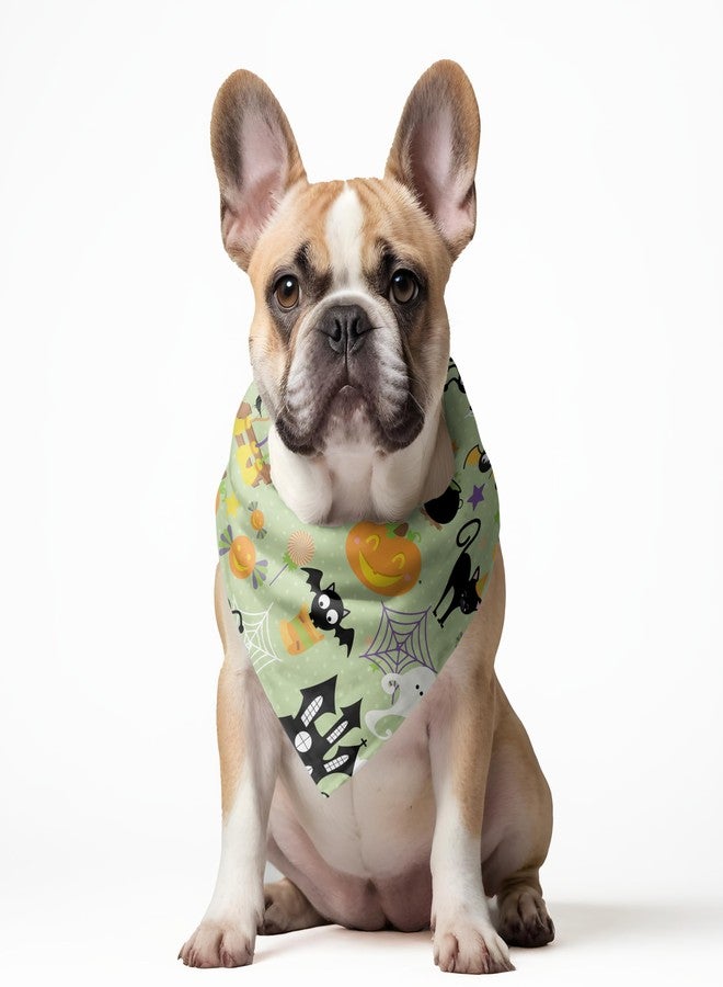 W Brings Halloween Dog Bandana - Triangle Scarf for Pets | Adjustable Knot Tie Around Neck Bandana for Dogs - Festive Halloween Print (One Size Fits Most) Made in India. (Medium - Large, Light Green) - Image 3