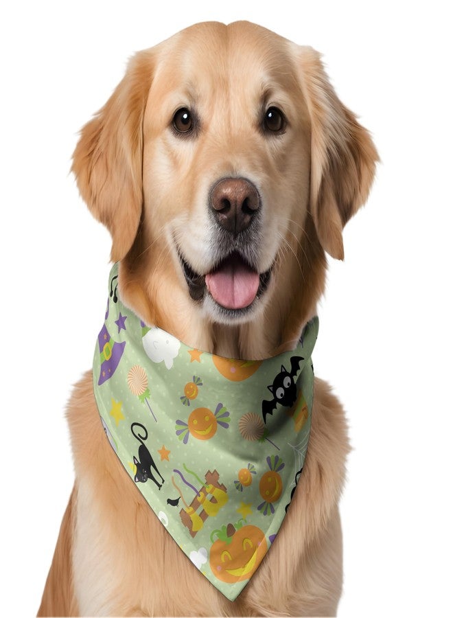 W Brings Halloween Dog Bandana - Triangle Scarf for Pets | Adjustable Knot Tie Around Neck Bandana for Dogs - Festive Halloween Print (One Size Fits Most) Made in India. (Medium - Large, Light Green) - Image 1