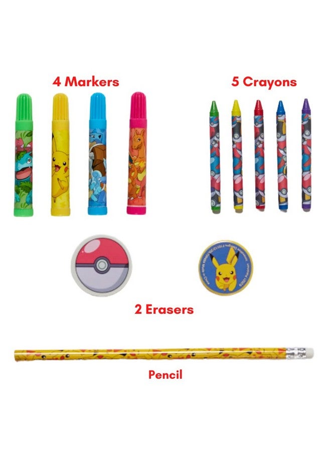 Innovative Designs مجموعة فنون تلوين وملصقات بوكيمون للأطفال بتصاميم مبتكرة، 30 قطعة. ومستلزمات الحرف مع حقيبة أقلام. - Image 3