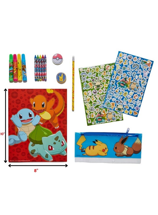 Innovative Designs مجموعة فنون تلوين وملصقات بوكيمون للأطفال بتصاميم مبتكرة، 30 قطعة. ومستلزمات الحرف مع حقيبة أقلام. - Image 2