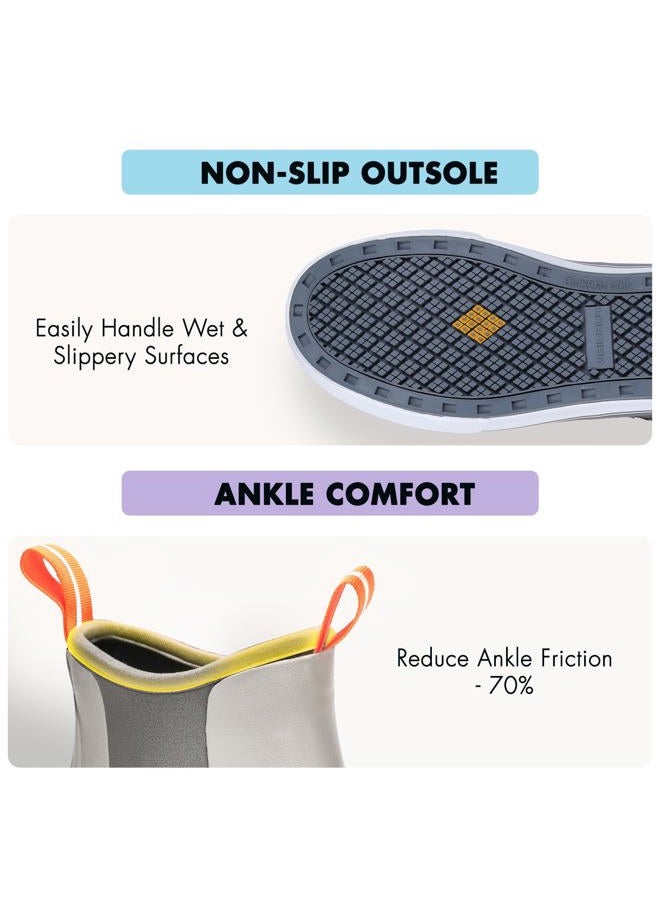 Furuian Women's Deck Boots Ankle Rain Boots Fishing Boots Rubber Waterproof Slip-Resistant Outdoor Work Shoes - Image 5