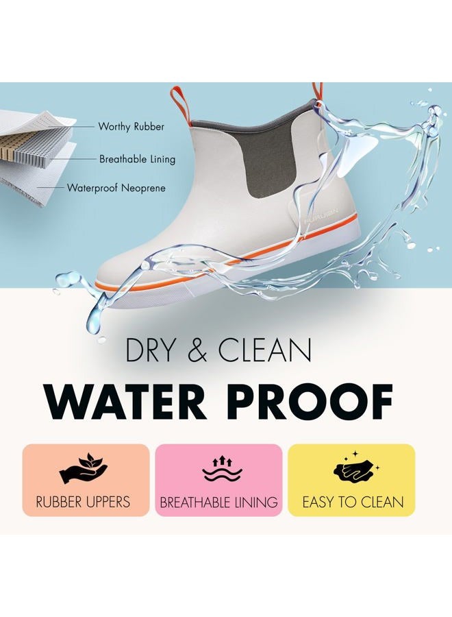 Furuian Women's Deck Boots Ankle Rain Boots Fishing Boots Rubber Waterproof Slip-Resistant Outdoor Work Shoes - Image 4