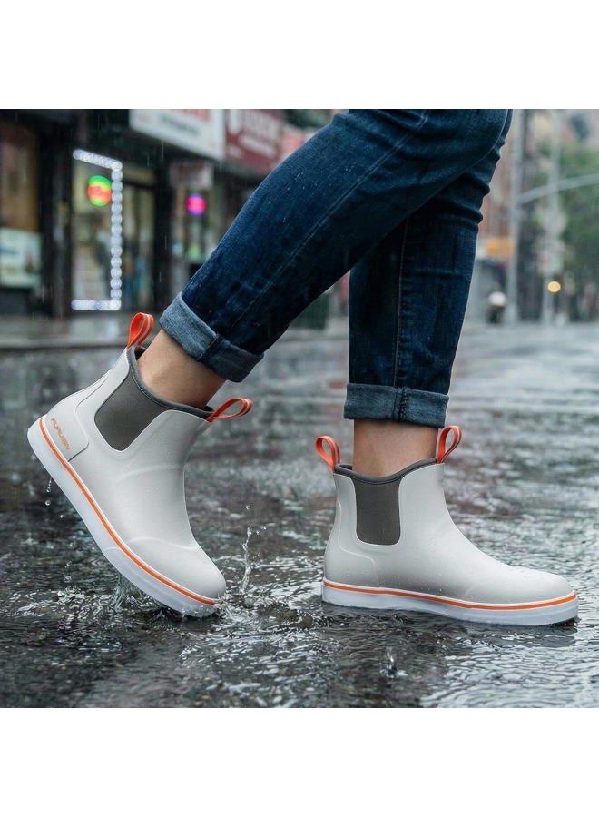 Furuian Women's Deck Boots Ankle Rain Boots Fishing Boots Rubber Waterproof Slip-Resistant Outdoor Work Shoes - Image 2