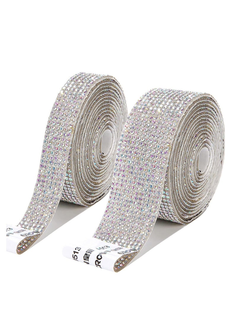 Y&D Self Adhesive Crystal Rhinestone Diamond Ribbon, Bling Rhinestones Sticker DIY Car Decoration Glitter Gem Stickers 4Rolls/4Yards (Colorful) - Image 1