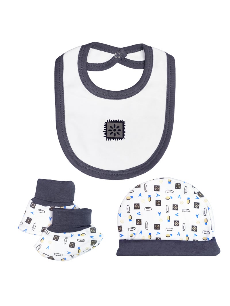 Babies Basic 5 piece Unisex 100% Cotton Sets include Bib, Romper, Mittens, Cap and Sleepsuit/Jumpsuit - Image 4