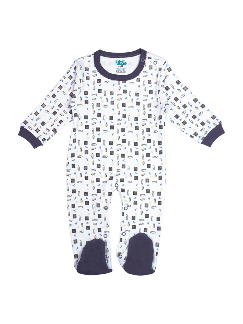 Babies Basic 5 piece Unisex 100% Cotton Sets include Bib, Romper, Mittens, Cap and Sleepsuit/Jumpsuit - Image 2