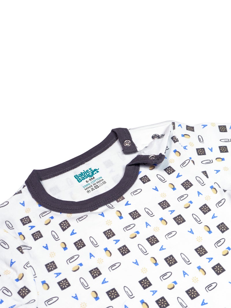 Babies Basic 5 piece Unisex 100% Cotton Sets include Bib, Romper, Mittens, Cap and Sleepsuit/Jumpsuit - Image 5