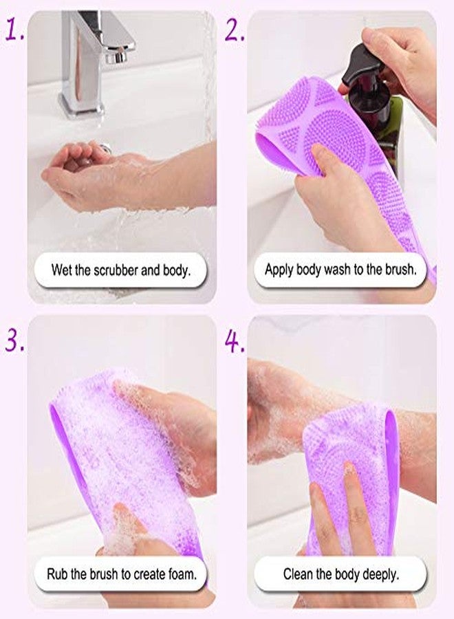 Geocell Silicone Body Back Scrubber, Double Side Bathing Brush For Skin Deep Cleaning Massage, Dead Skin Removal Exfoliating Belt For Shower, Easy To Clean body (Back Belt)(Multicolor) - Image 3