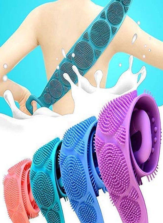 Geocell Silicone Body Back Scrubber, Double Side Bathing Brush For Skin Deep Cleaning Massage, Dead Skin Removal Exfoliating Belt For Shower, Easy To Clean body (Back Belt)(Multicolor) - Image 1