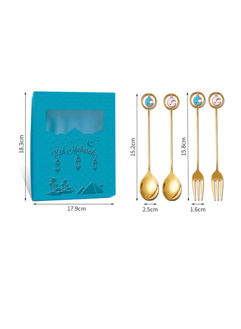 4-piece gold stainless steel cutlery set, 2 forks and 2 spoons  - Image 2