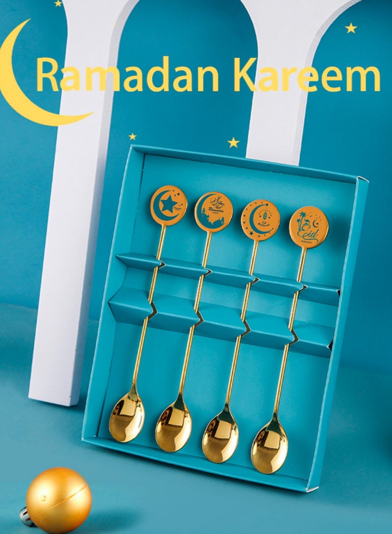 4-piece gold stainless steel cutlery set, 2 forks and 2 spoons  - Image 3