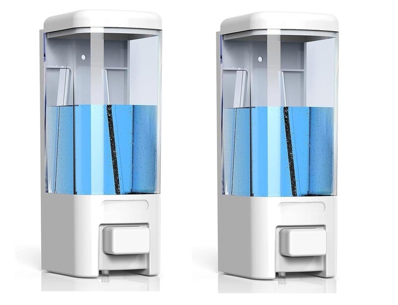 Wall Mounted Soap Dispenser for Bathroom and Kitchen Liquid Soap Shampoo Handwash Sanitizer Lotion Gel Dispenser for Hotel School Colleges Hospital (Set of 2) (White 500 ml)