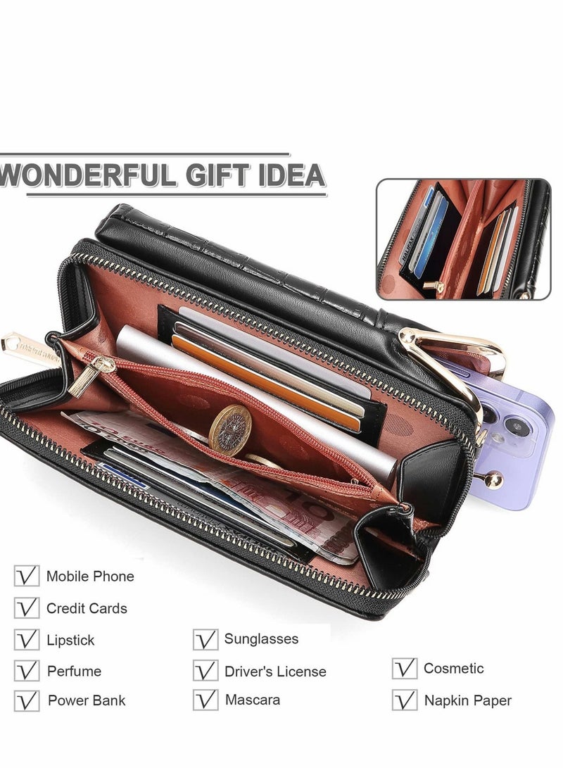 Cell Phone Purse Wallet Small Crossbody Bags Mini Shoulder Bag with Card Slot for iPhone 13 12 11 Pro Max XR, Pink - Image 2