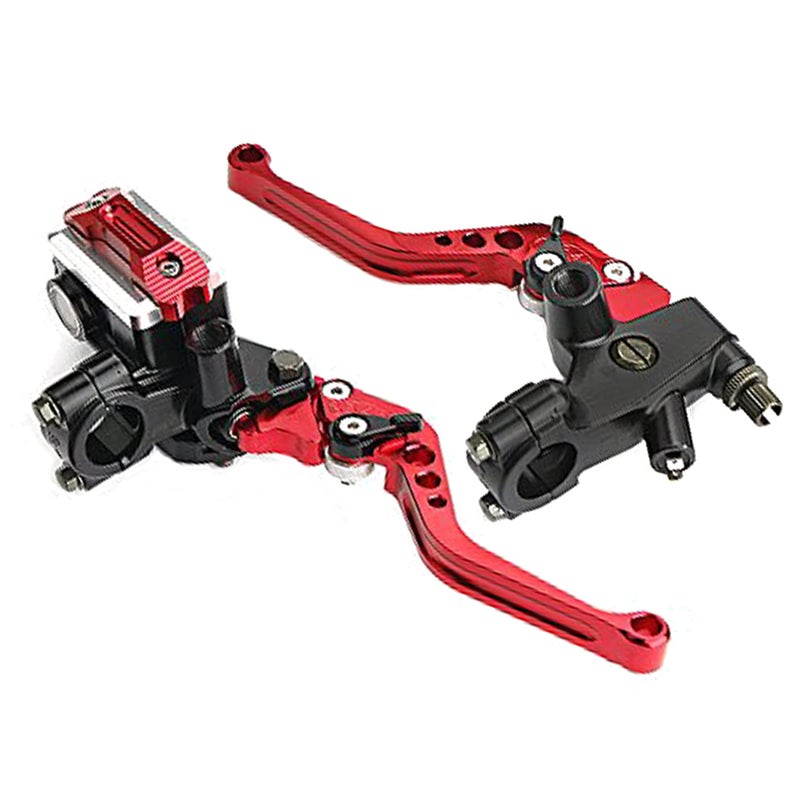 Generic PLSUSJHAO Motorcycle Brake Clutch Lever Universal 7/8 inch 22mm Motorbike Handlebar Brake Master Cylinder Reservoir Red Brake Levers Set for Dirt Bike Scooters  - Image 1