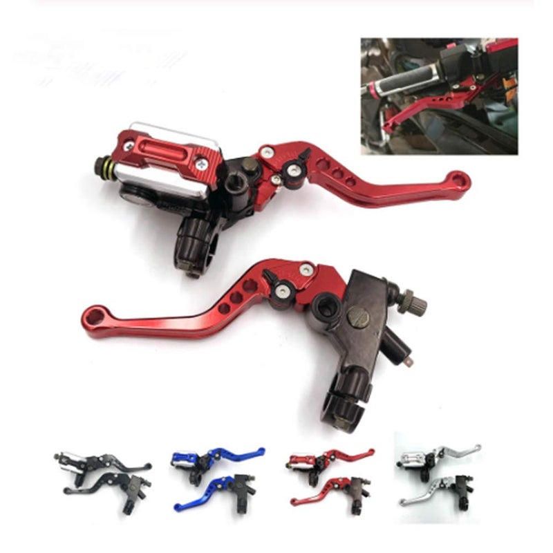Generic PLSUSJHAO Motorcycle Brake Clutch Lever Universal 7/8 inch 22mm Motorbike Handlebar Brake Master Cylinder Reservoir Red Brake Levers Set for Dirt Bike Scooters  - Image 2