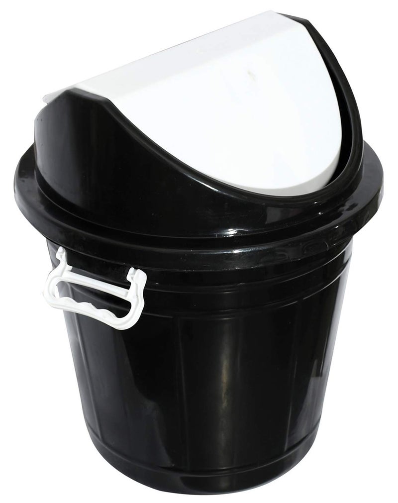 Kuber Industries Kuber Industries Plastic Swing Lid Garbage Waste Dustbin for Home, Office, Factory, 30 Liters, Large Size (Black) -CTKTC038704