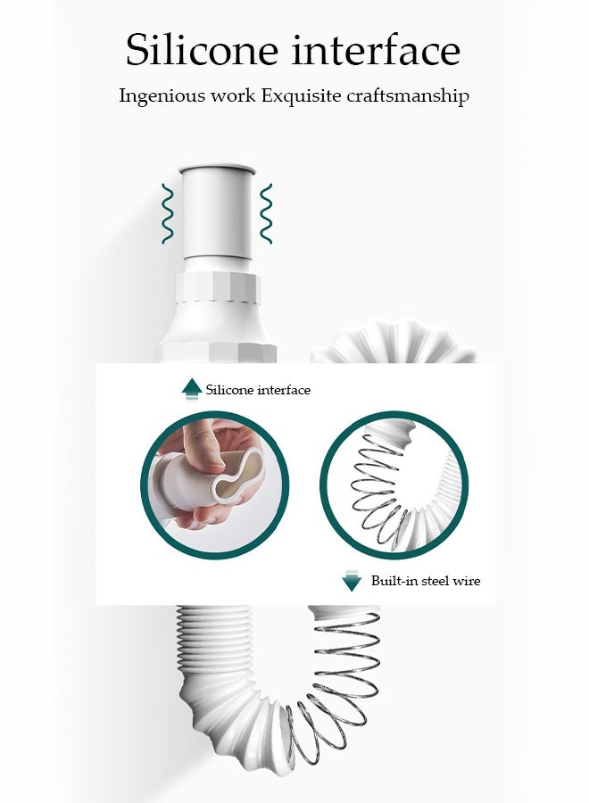 DUNISO Expandable Sink Drain Pipe, Bathroom and Kitchen Sink Drain Pipe, Universal Sink Pipe, Bathroom Washbasin Kitchen Sink Drain Pipe，Stretchable up to 1.5m，White - Image 3