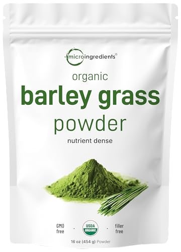 Organic Barley Grass Powder 16 Ounces US Grown Rich in Vitamins Minerals Fibers Antioxidants Superfood Greens Mix for Immune Health and Digestion Support NonGMO