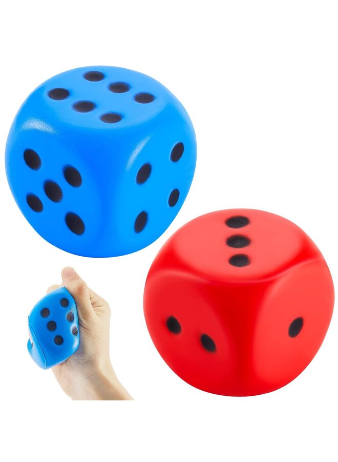 2 Pieces Foam Dice Large Soft Slow Dot Dice Learning Red and Blue 6 Sided Foam Dice 2.7 Inch Fake Dice Anxiety Relieve Dice for Stress Relief - Image 1
