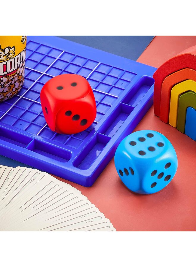 2 Pieces Foam Dice Large Soft Slow Dot Dice Learning Red and Blue 6 Sided Foam Dice 2.7 Inch Fake Dice Anxiety Relieve Dice for Stress Relief - Image 3