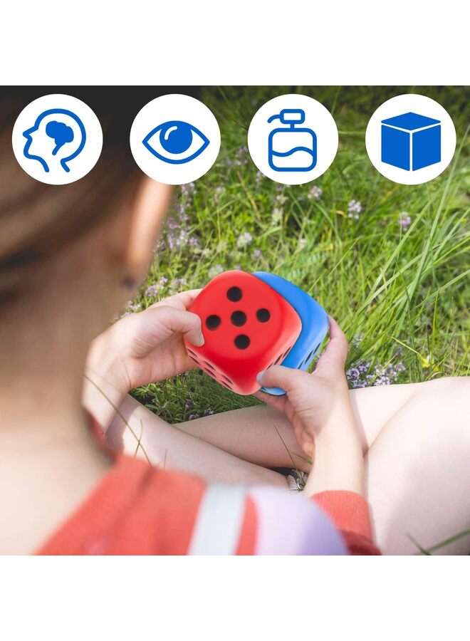 2 Pieces Foam Dice Large Soft Slow Dot Dice Learning Red and Blue 6 Sided Foam Dice 2.7 Inch Fake Dice Anxiety Relieve Dice for Stress Relief - Image 5