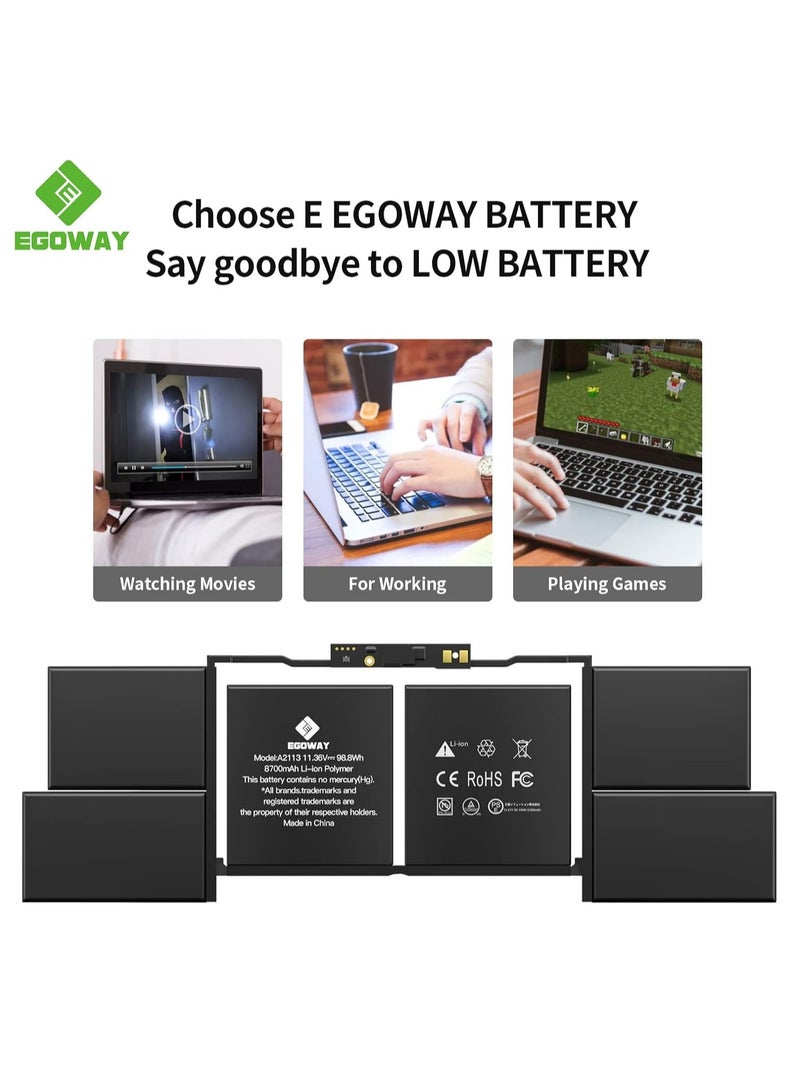 "بطارية لاب توب A2141 بديلة لجهاز 16 بوصة (2019)، EMC 3347، موديل A2113." - Image 3