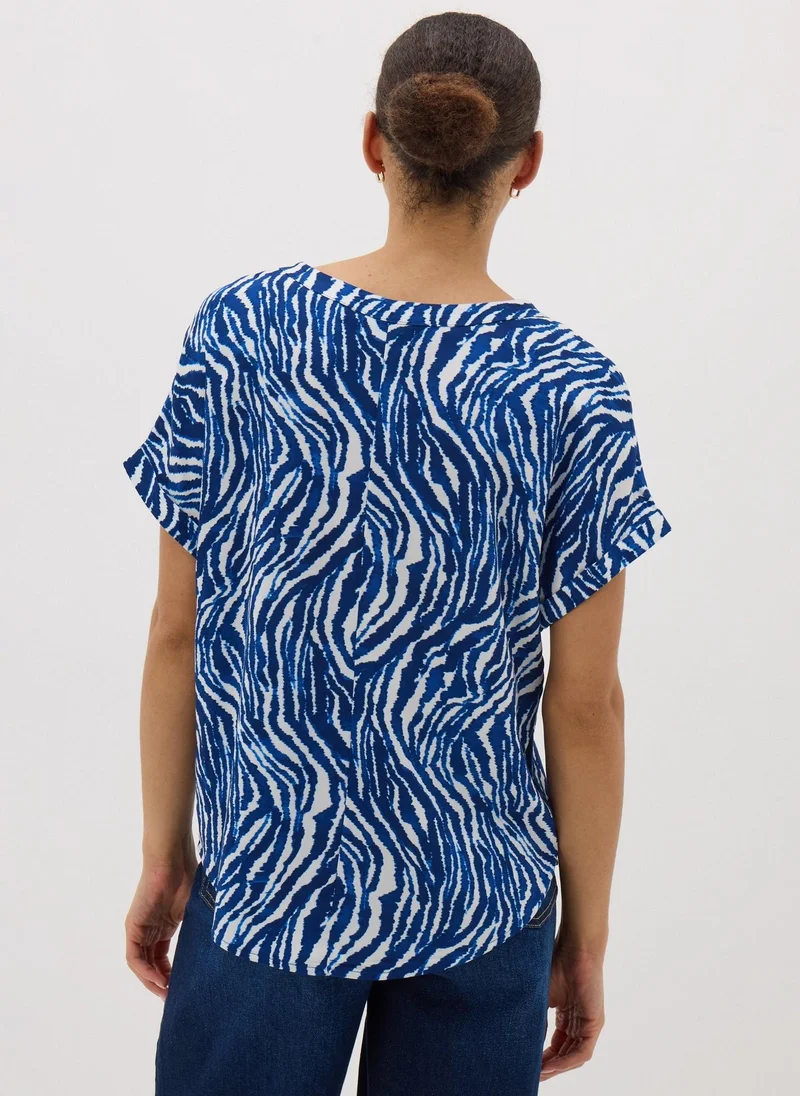 Matalan Blue Animal Print Pocket Box Top