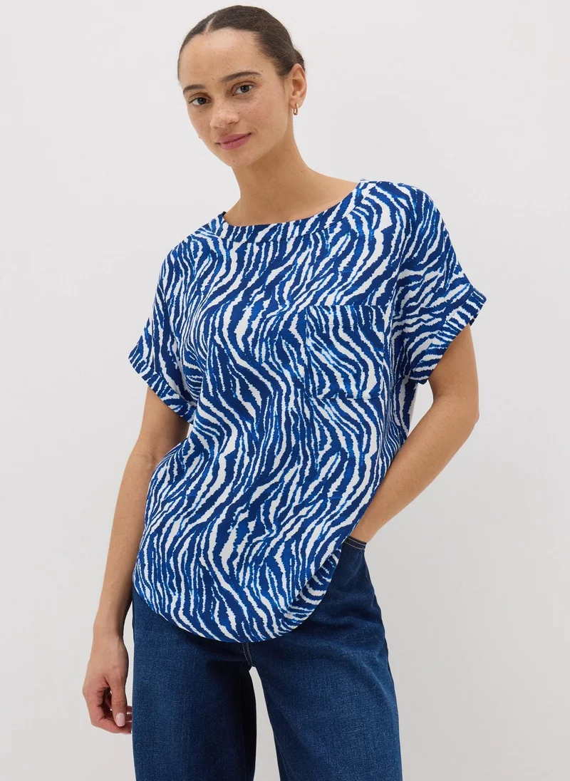 Matalan Blue Animal Print Pocket Box Top
