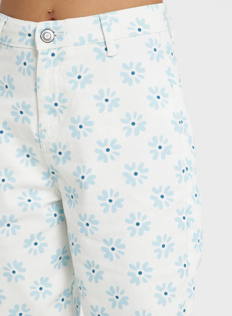 Ginger Printed Straight Fit Jeans