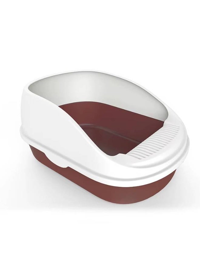 Open litter box with frame and scoop for cats 55.5×39×26 cm - Brown