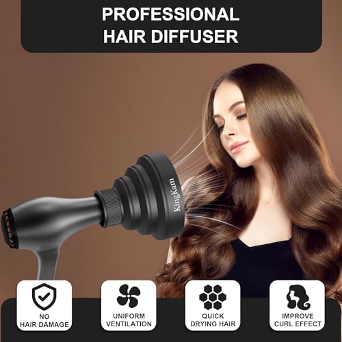 KingKam Collapsible Hair Dryer Diffuser - Travel and Easy Storage - Diffuser Attachment Fit Most Hair Dryers with Nozzle Diameter D-1.575Inch to 1.968 Inch (4-5cm) - Black - Image 2
