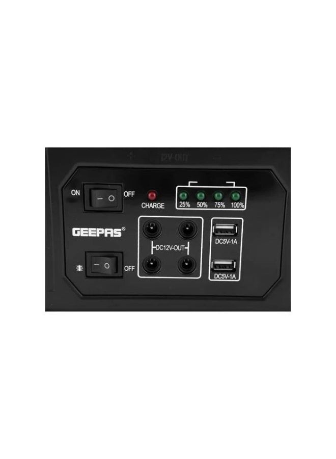 جيباس محطة طاقة Geepas GPS5593N قابلة لإعادة الشحن مزودة بلوحة شمسية | سعة بطارية 7000 مللي أمبير/ساعة | مصدر طاقة محمول للتخييم والأنشطة الخارجية - Image 1