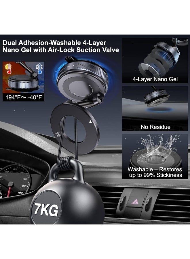 حامل هاتف للسيارة متعدد الوظائف، قابل للتعديل بزاوية 360 درجة، حامل هاتف مغناطيسي، حامل هاتف قابل للطي والسحب بدون استخدام اليدين للسيارة/الصالة الرياضية/المرآة/الدش/السطح الأملساطيسي، هاتف مغناطيسي، قابل للطي والسحب بدون استخدام اليدين، حامل هاتف مع كوب شفط للسيارة/الصالة الرياضية/المرآة/الدش/السطح الأملس - Image 3