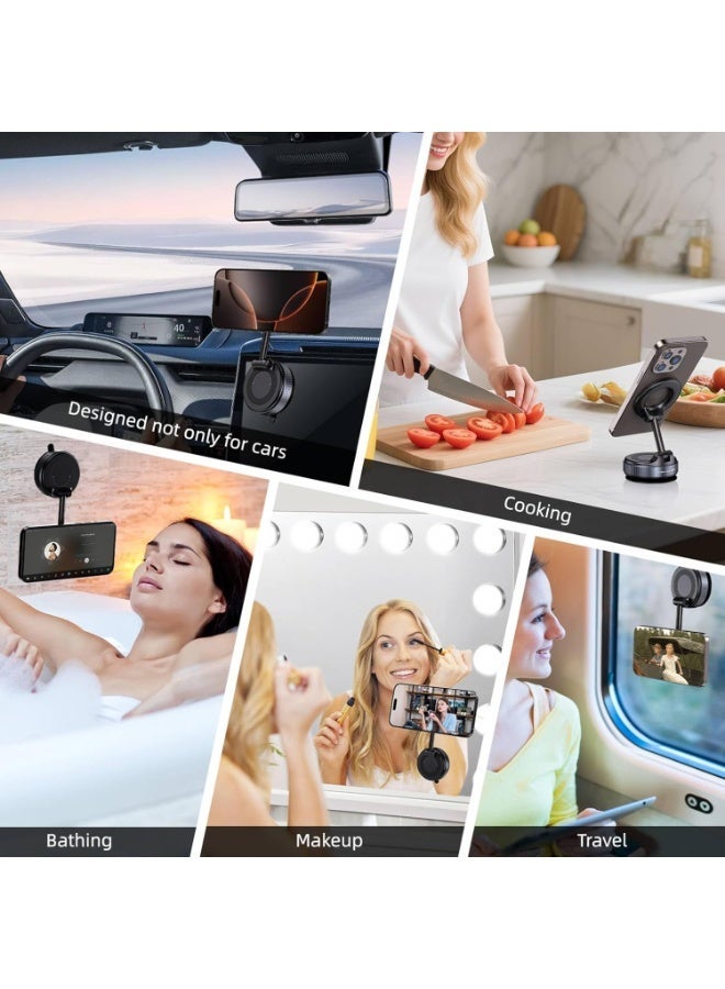 حامل هاتف للسيارة متعدد الوظائف، قابل للتعديل بزاوية 360 درجة، حامل هاتف مغناطيسي، حامل هاتف قابل للطي والسحب بدون استخدام اليدين للسيارة/الصالة الرياضية/المرآة/الدش/السطح الأملساطيسي، هاتف مغناطيسي، قابل للطي والسحب بدون استخدام اليدين، حامل هاتف مع كوب شفط للسيارة/الصالة الرياضية/المرآة/الدش/السطح الأملس - Image 5