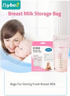 Bybeo 50 Counts Breastmilk Storage Bags, Counting Pack, Presterilized, Hygienically Doubled-Sealed,  Self Standing and Suitable for Refrigeration and Freezing, 210ml  - Image 2