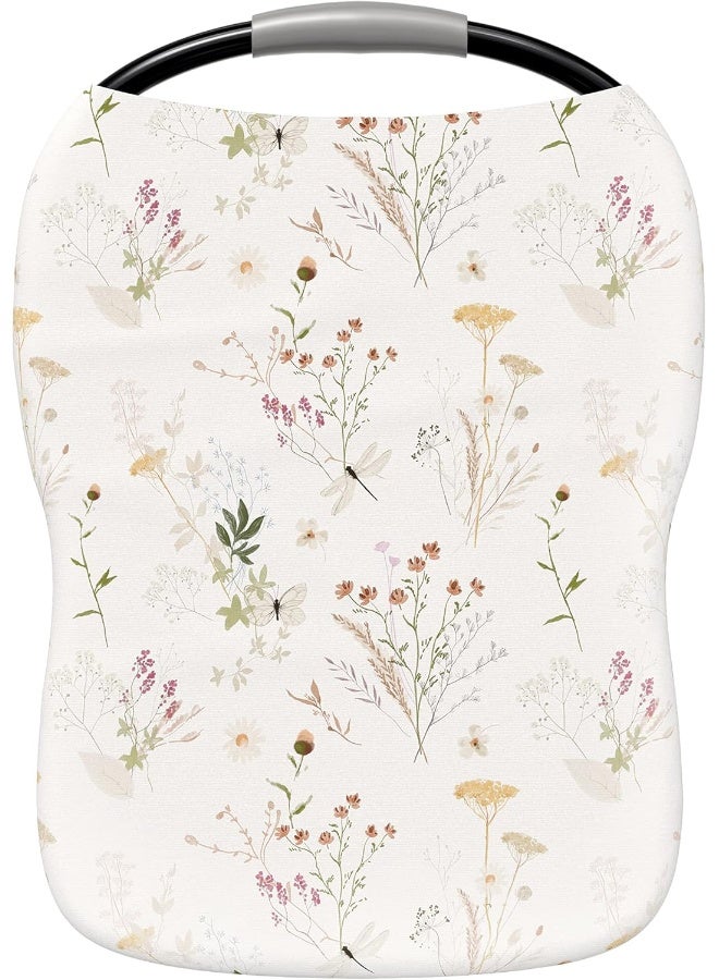 Pobibaby Pobi Baby Premium Multi-Use Cover - Nursing Cover, Baby Car Seat Covers, Shopping Cart, High Chair, and Breastfeeding Cover - Ultra-Soft, Stretchy, Floral Scarf for Baby and Mom (Wildflower) - Image 1