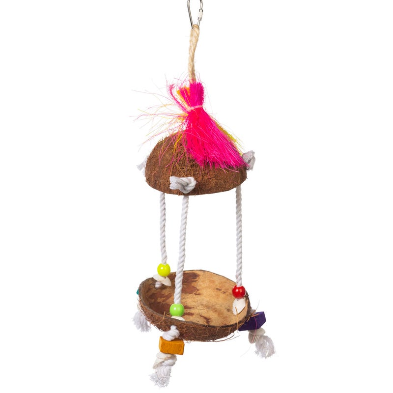 PH Prevue Hendryx Prevue Pet Products Forage Engage Tropical Teasers Tiki Hut Bird Toy 62188 - Image 2