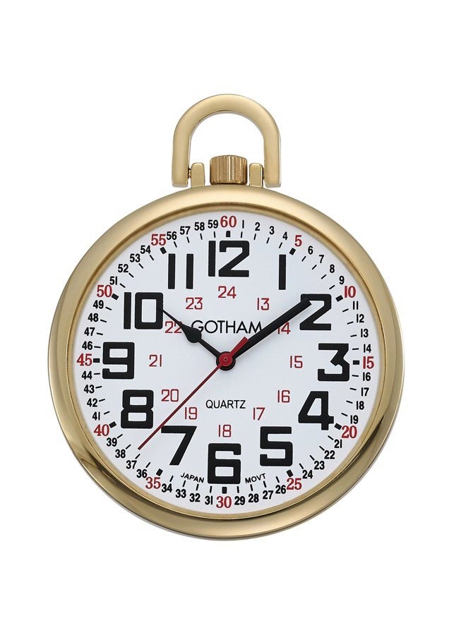 Gotham Men's Gold-Tone Slim Railroad 24 Hour Open Face Quartz Pocket Watch # GWC15029G - Image 1